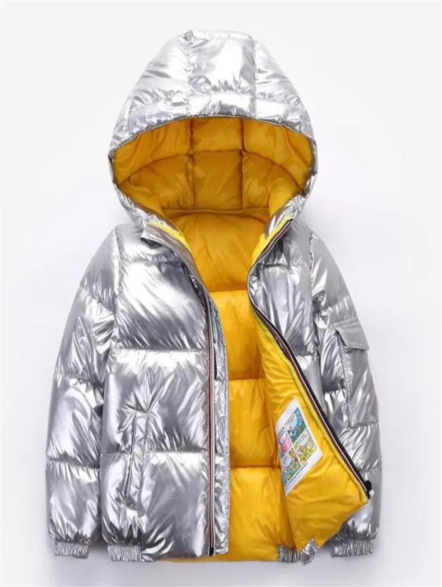 2021 Kinderen Winterjas Jas Voor Kinderen Meisje Zilver Goud Jongens Casual Kapmantels Babykleding Uitloper Kid Parka jassen Snowsu8960764