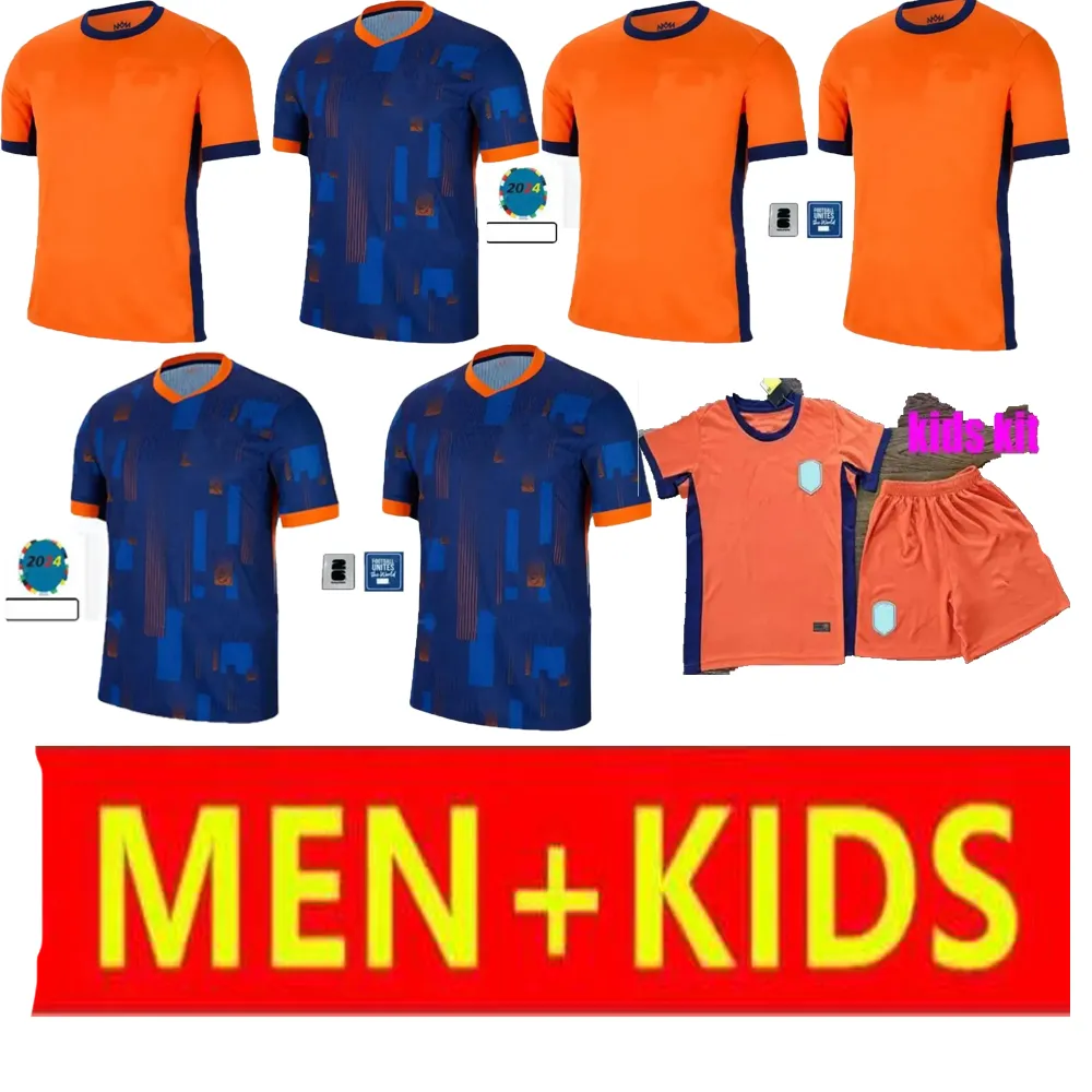 2024 Nederländerna Memphis Soccer Jersey Holland Club Jersey de Jong Virgil Dumfries 24 25 Bergvijn Shirt Klaassen Blind de Ligt Men Kids Kit Hot Sale Football Shirt