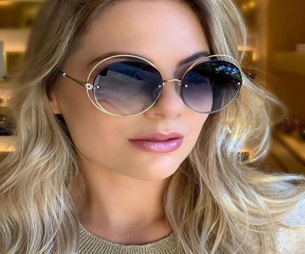 Cercle évider cadre surdimensionné femmes lunettes de soleil 2020 nouveau rond oeil de chat lunettes de soleil femme marque cristal Shades4550076