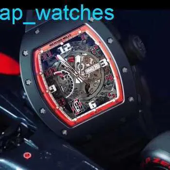 Armbandsur Richardmills Luxury Watches Mens Automatic Machine RM030 42 x 50mm MENS Watch RM030 Black Ceramic Side Ntpt Red Frame Fuhg