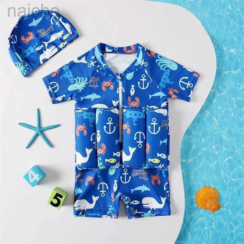 One-pieces Enfants flottabilité maillot de bain garçon fille une pièce maillots de bain enfants dessin animé imprimé natation 2024 nouveau infantile flottant éruption gardes vêtements 24327