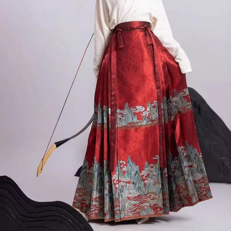Spódnice sukienka spódnica randki imprezy konia twarz długość poliestr stały kolor tradycyjny chiński styl uniwersalny