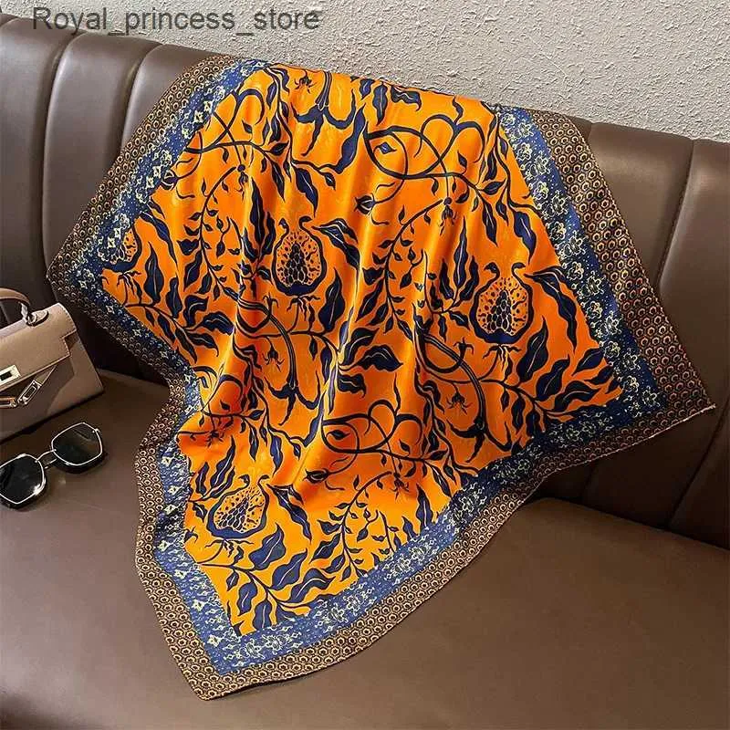 Halsdukar lyx Retro tight piting silkes halsduk kvinnor fashionabla hår bly oral bly knut wrap womens scarf bandana foulard q240326