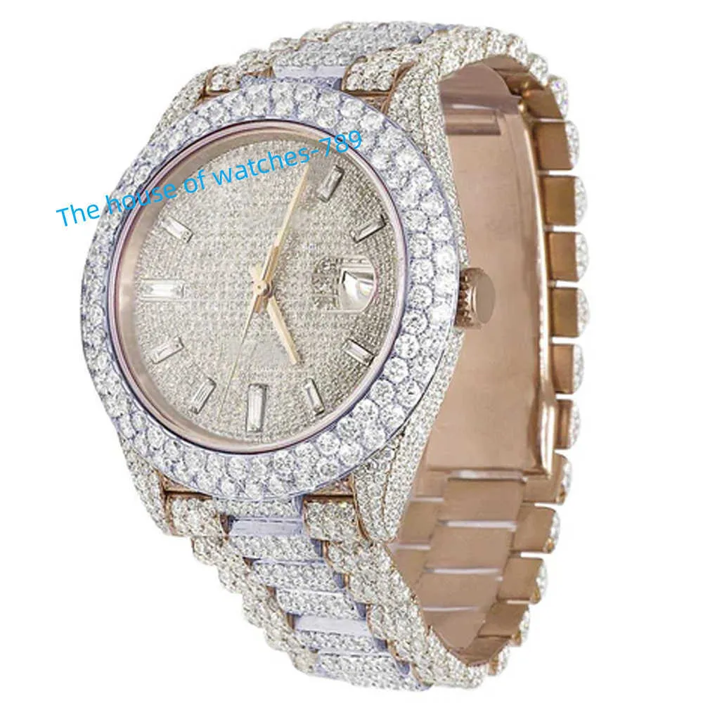 Iced Out Uhr, VVS Clarity, mit Diamanten besetzte Uhr, luxuriöse Edelstahluhr