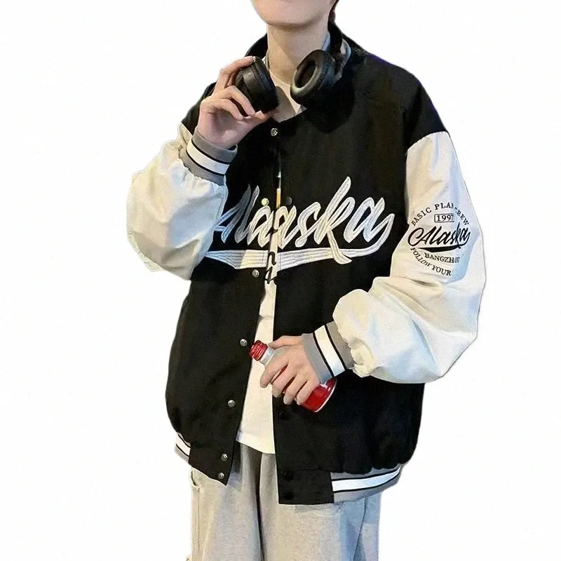Cappotto da baseball per uomo e donna con tendenza Ins Studenti coreani Versi di giacca Joker allentata Primavera e autunno v8OL #