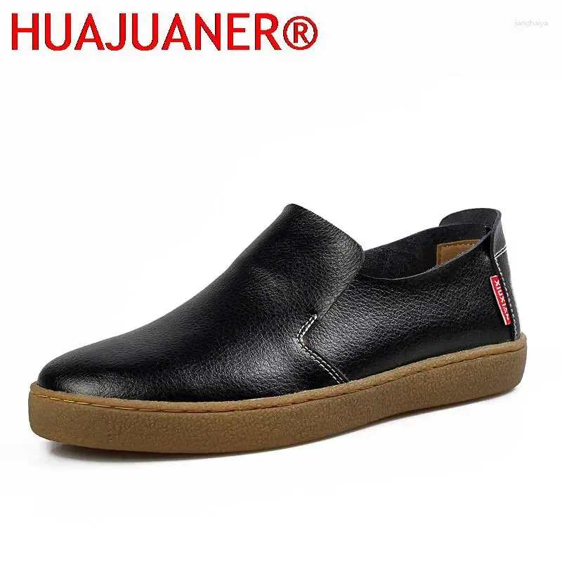 Casual Shoes Minimalist Design Men loafers Classic Soft äkta lädermockasiner andningsbara glid på att köra handgjorda