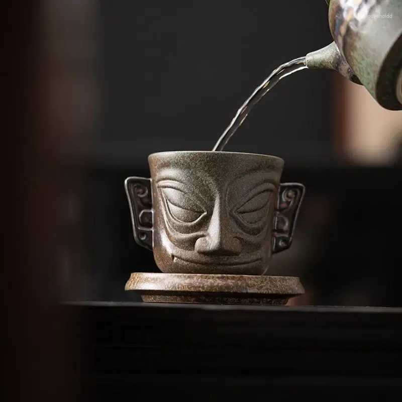 Pucharki herbaty Brązowe szklające zabytkowe kubek ceramiczny mistrz chiński ceremonia ceremonii