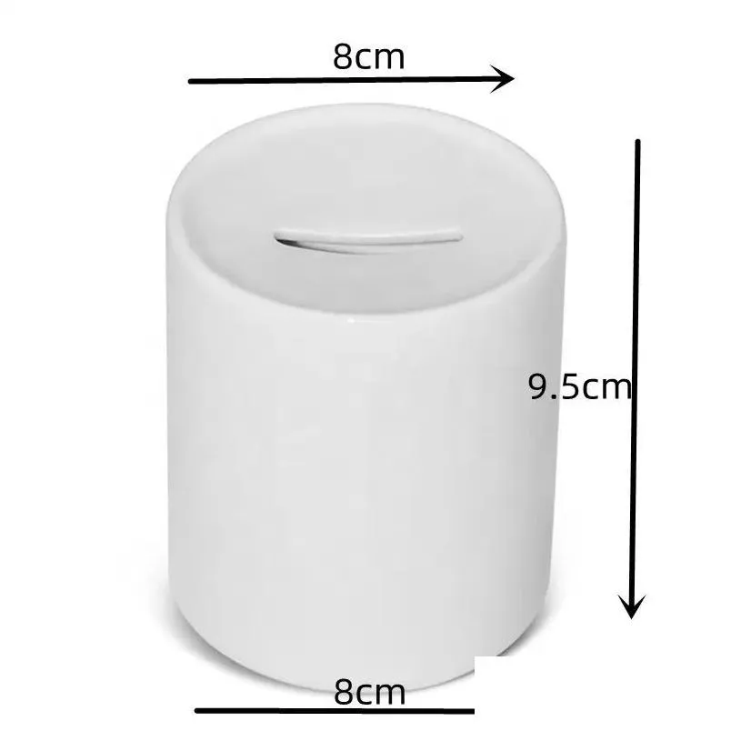 Autre décor à la maison Sublimation Céramique Tirelire Décoration Coin Pot Blanc Transfert De Chaleur Tirelire Ornements De Bureau DIY Cadeau Drop de Dhbcd