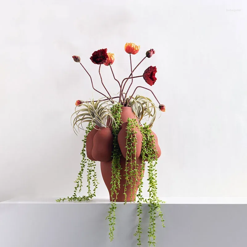 花瓶ホワイトブルーマルチホールラッキーバッグセラミック花瓶の植木鉢デスク装飾人工花装飾的な磁器花柄
