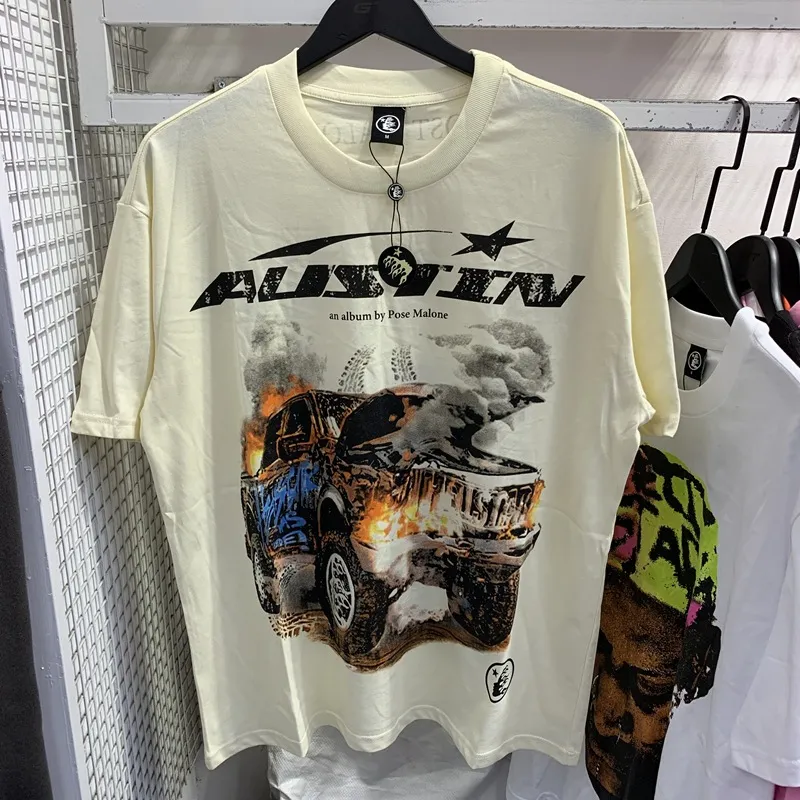 Hellstar Shirt Mens Women Designer Bottons Tops T Shirt Man S Casual Shirt Clothing Street Graffiti Literting Tees C4