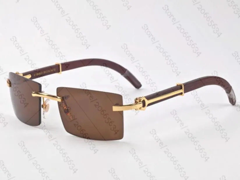 Óculos de sol de madeira da marca WholeFrance, vintage, preto, marrom, lente transparente, designer sem aro, buzina de búfalo, vidro de bambu, lunett2228230