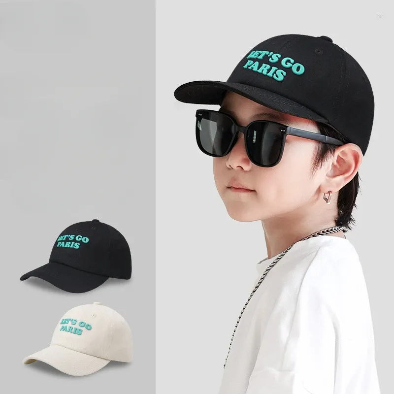 Ballkappen 2024 Kinder Baseball Sommer Jungen und Mädchen Sonnenblende Schwarz Soft Top Cap für 6 bis 12 Jahre alte Kinder