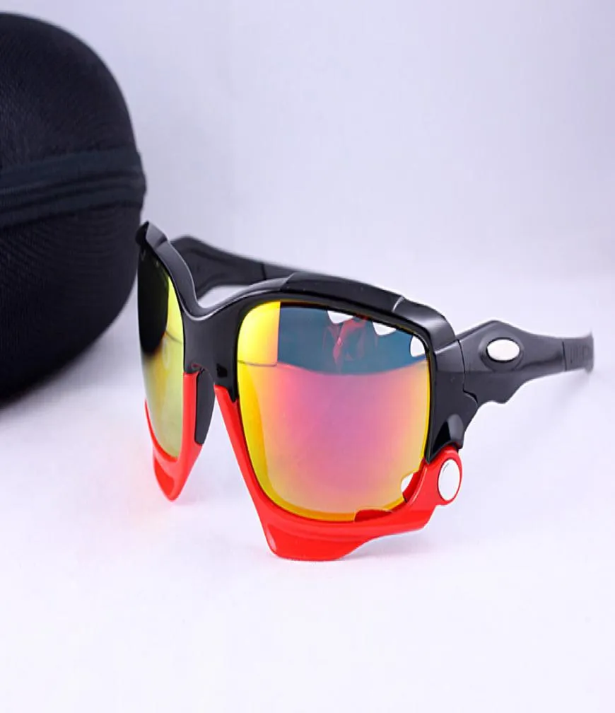 Verkoop klassieke sportzonnebrillen Heren Hoge kwaliteit Designer 04207 ZwartRood Frames Fietsbrillen Fire Lens Lenswissel Polari7029816