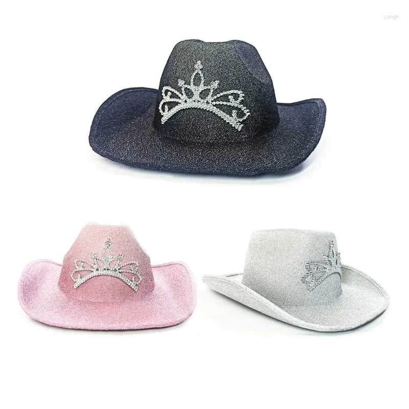 Berretti con paillettes lucide tesa da donna uomo cappello Fedora per inverno autunno elegante signora feltro Homburg regolabile