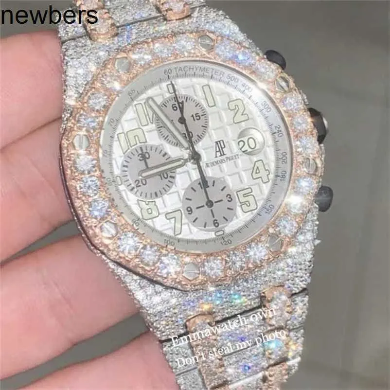 Diamonds AP Watch APF Factory VVS Out Moissanite Can Test Test Luksus Diamonds Kwarc Ruch lodowy Sapphire 11 styl