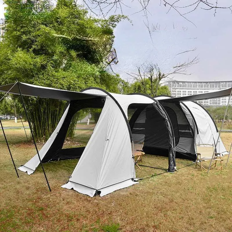 Tält och skyddsrum Yousky Tunnel Tält Camping Tält Två sovrum och ett vardagsrum 5-person Vinyl Family Camping Tent24327