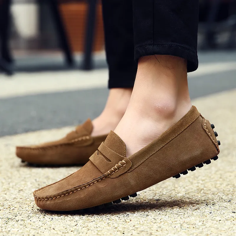 Heren Casual Schoenen Espadrilles Drievoudig Zwart Wit Bruin Wijnrood Marine Kaki Heren Suède Sneakers Instapper Bootschoen Buiten Plat Rijden Joggen Wandelen 38-52 B078