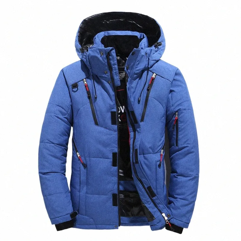 -20 grados Parkas de invierno Hombres Chaqueta de plumón Hombre Pato blanco Chaqueta de plumón con capucha Al aire libre Grueso Cálido Acolchado Abrigo de nieve de gran tamaño M-4XL h7CV #