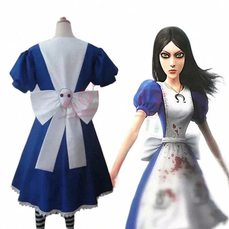 Game Alice Madn returnerar Cosplay Costume Halen Maid Dres Apr Dr för kvinnor Anime Girls Carnival Dr Up Party X3WB#
