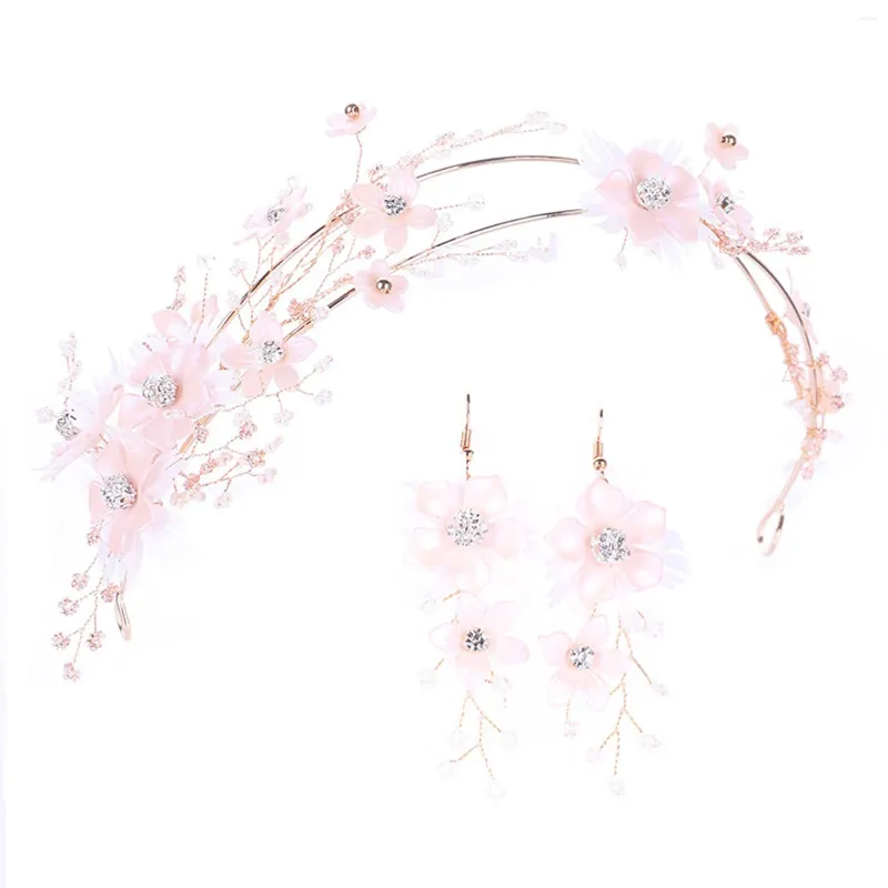 Ensemble de boucles d'oreilles et collier en acrylique, bandeau de mariée à fleurs, fait à la main avec perles, pour Banquet, robes de mariée, jupes