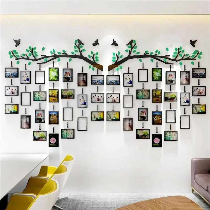 Aufkleber DIY Fotorahmen Familienfoto Ast Acryl 3D Wandaufkleber Wandtattoo Baum Tapete Büro Home Decor