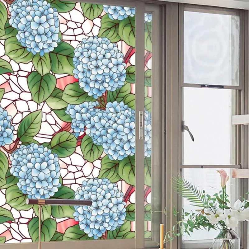 Adesivos de janela Hydrangea Patch Glass Door Film Static Cling para decorativo fosco retro pvc