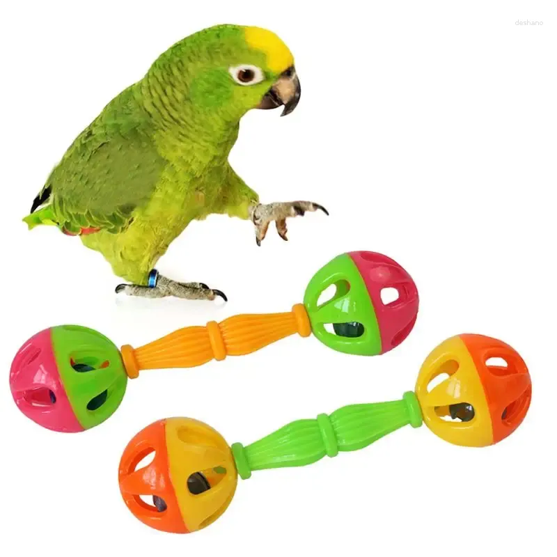 Другие товары для птиц 2шт. Интерактивный красочный шарик для домашних животных с попугаем и колокольчиками. Пластиковая игрушка для волнистого попугая.