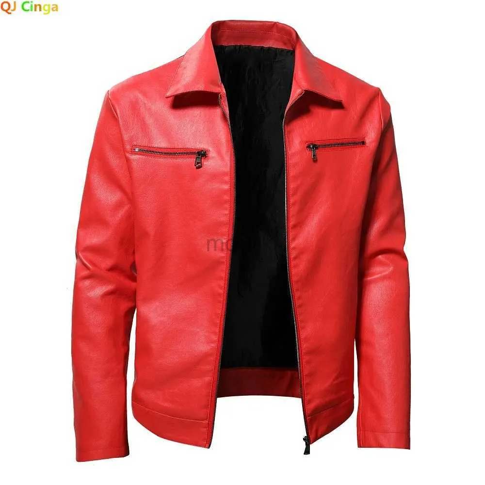 Jaqueta de couro masculina de couro falso, jaqueta de motocicleta primavera outono, nova moda casual, casaco de motociclista com zíper, decoração 240330