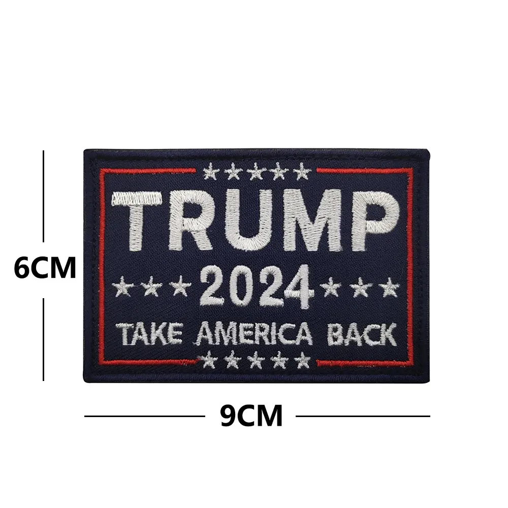 9*6cm Donald Trump 2024 Embroidery Patches Art Crafts Badge Patch Emblems Tactical Armbands Clothes Accessoriesb Patches