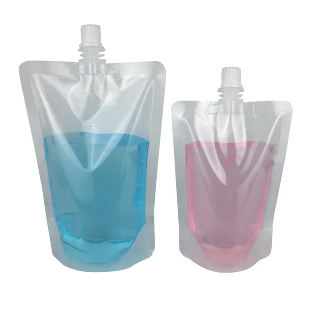Machines 100pcs sacs en plastique transparents avec livraison gratuite pochette de boisson scellée réutilisable jus de boisson lait café organisateur de voyage sac