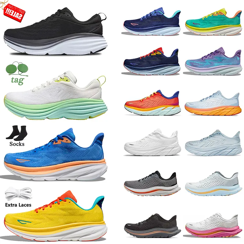 2024 Nuovo Hokaes Bondi 8 Clifton 9 Designer Donna Uomo Scarpe da corsa all'aperto Persone libere Canzone estiva Ammortizzatore Road Triple Nero Bianco Runners Sneakers Scarpe da ginnastica