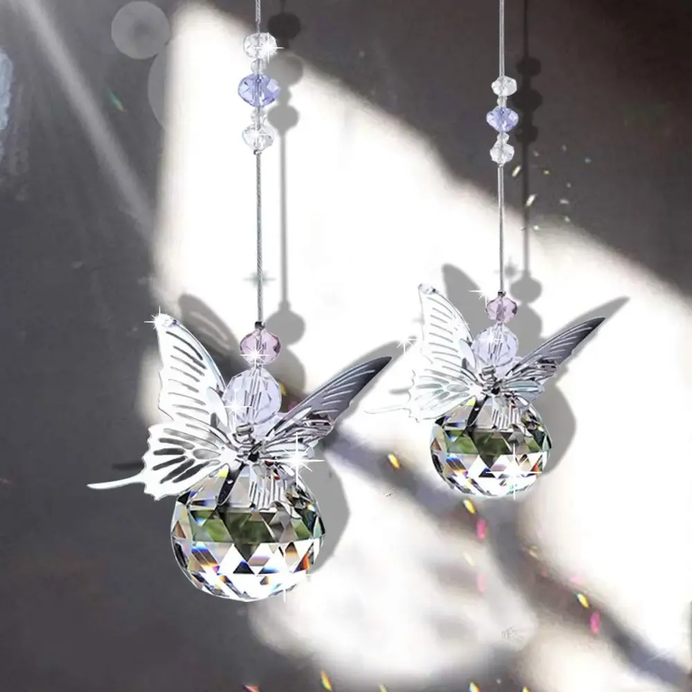 Suncatchers HD fait à la main papillon Suncatcher arc-en-ciel fabricant boule de cristal prisme pendentif noël suspendus ornement maison mariage décor faveurs