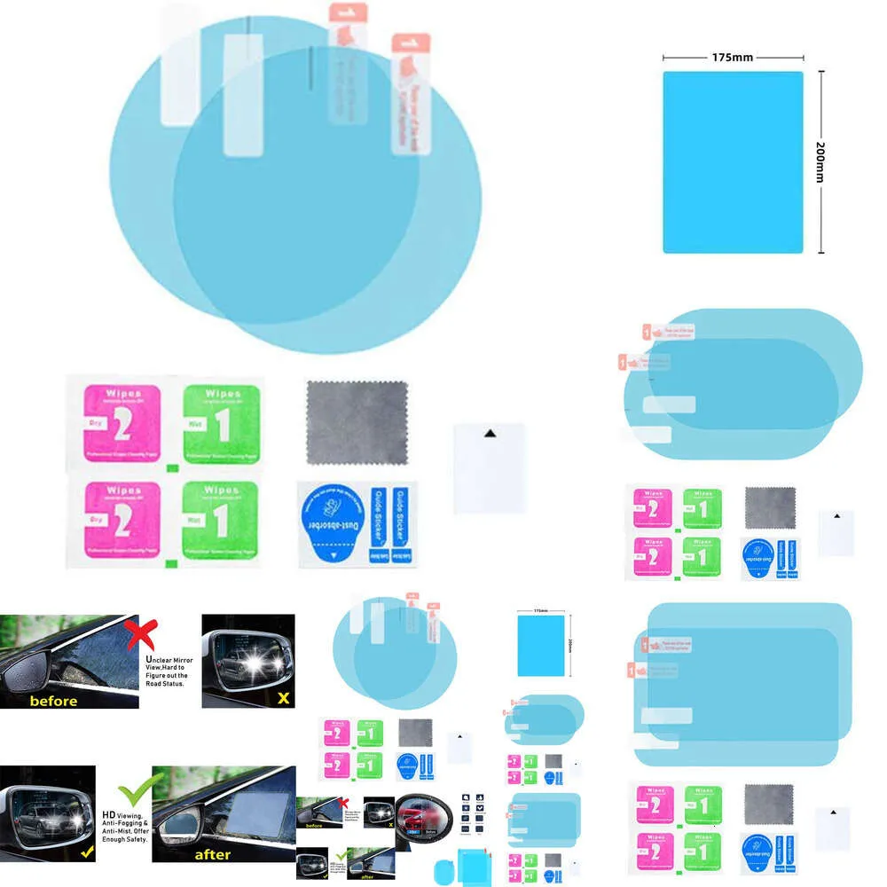 Film Transparent Anti-buée pour rétroviseur de voiture, 2 pièces, Film Transparent imperméable à l'eau