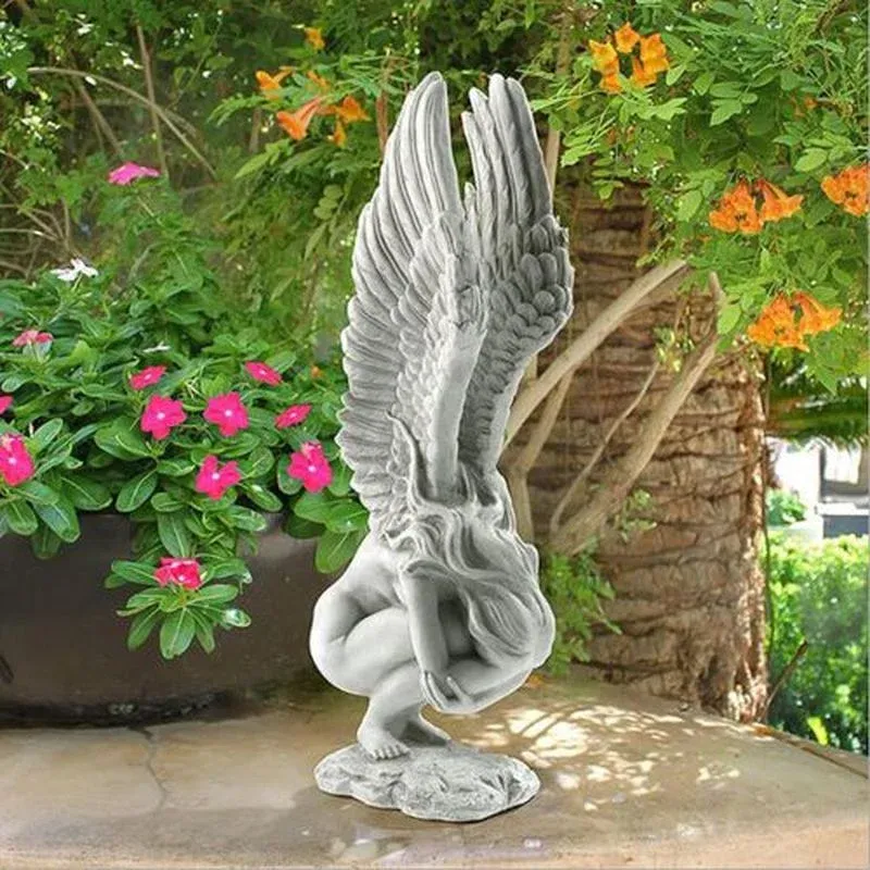 Dekorationen Vintage Angel Memorial Erlösung Statue Handwerk Harz Angel Skulptur Outdoor Garten Figur Crafts Dekoration