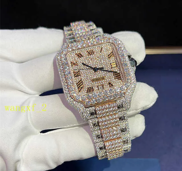Relógio masculino de luxo relógios de movimento para homens relógio de moissanite relógio de pulso mecânico relógios de designer automático de alta qualidade relógio de diamante montre 0054