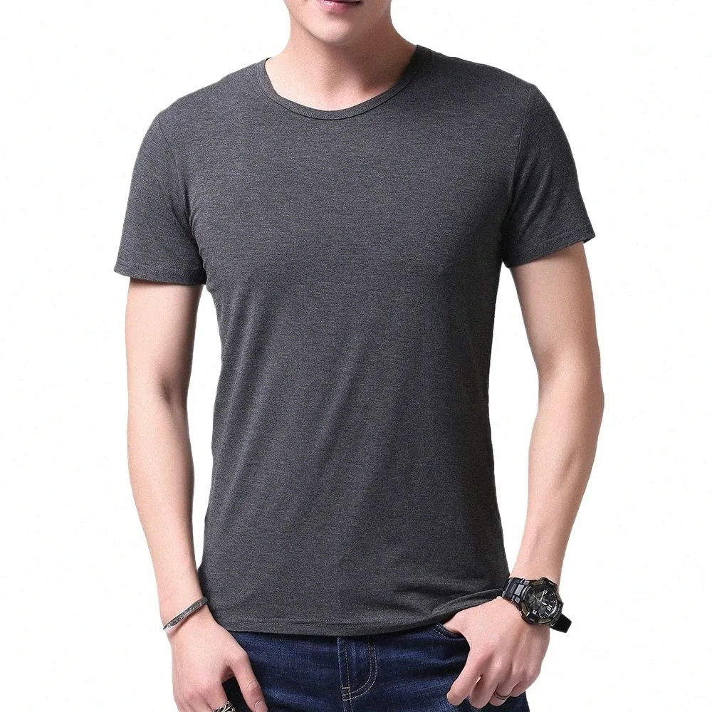 Bambusfaser-Viskose-T-Shirt für Männer Kurzarm Sommer Atmungsaktive Tops T-Shirts Plus Size Slim Fit Herrenbekleidung Laufen XXXXL G5gU #