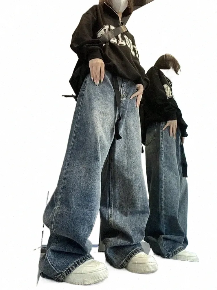 houzhou vintage y2k baggy jeans kvinnor harajuku casual överdimensionerad denim byxor streetwear amerikanska retro breda ben byxor kvinnlig 815b#