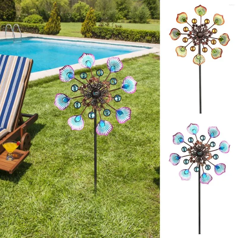 Garden Decorations Peacock Tail Rotary Wind Spinners Handicraft Iron Art Catcher Lawn Ornaments Christmas Gifts Home Decor For Courtyard