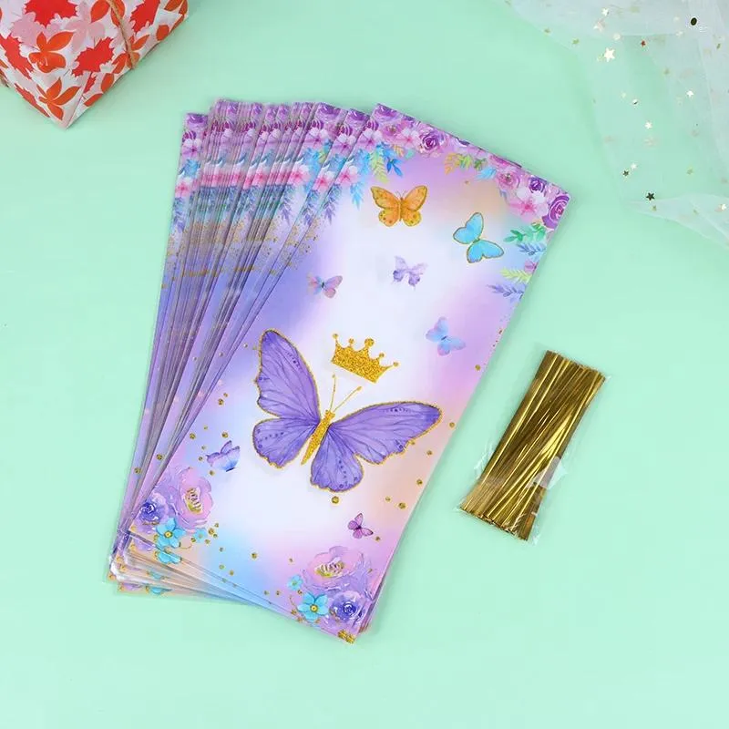 Cadeaupapier 50 stuks Vlinder Snoepzak met lint Stropdassen Verjaardag Kinderverpakking Babyshower Bruiloftsbenodigdheden