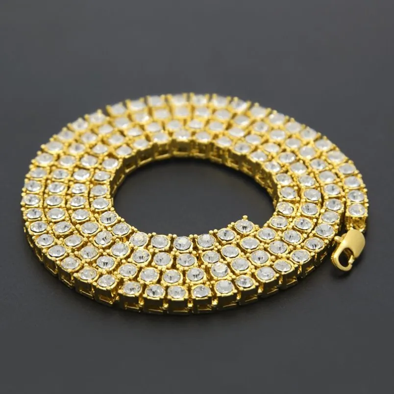 Pulseira de tênis com strass, estilo hip-hop, pulseiras de diamante simulado, joias brilhantes, presente, tira de ouro, pulseira punk masculina2448