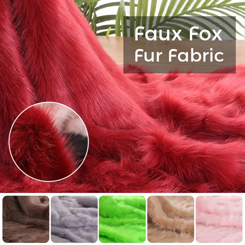 Fabric 50cm Slippery Faux Fox Fur Fabric 5cm Long Plush Fur Fabric For Diy Doll Cloth Carpet Jewelry Phone Counter Cover Photo Props