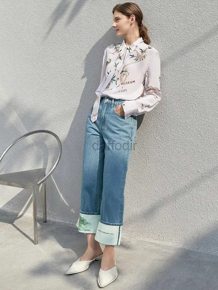 Women's Jeans Amii minimalisme jean droit pour femmes été 2022 pantalon taille haute ample rabattu imprimé décontracté femme pantalon 12240284 24328