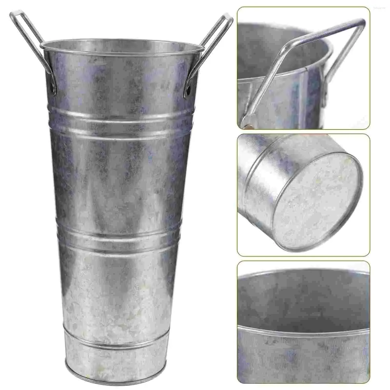 Vases 2 Pcs Retro Tin Barrel Vase Wedding Decor Galvanized Bucket For Flowers Rural Metal Iron Buckets