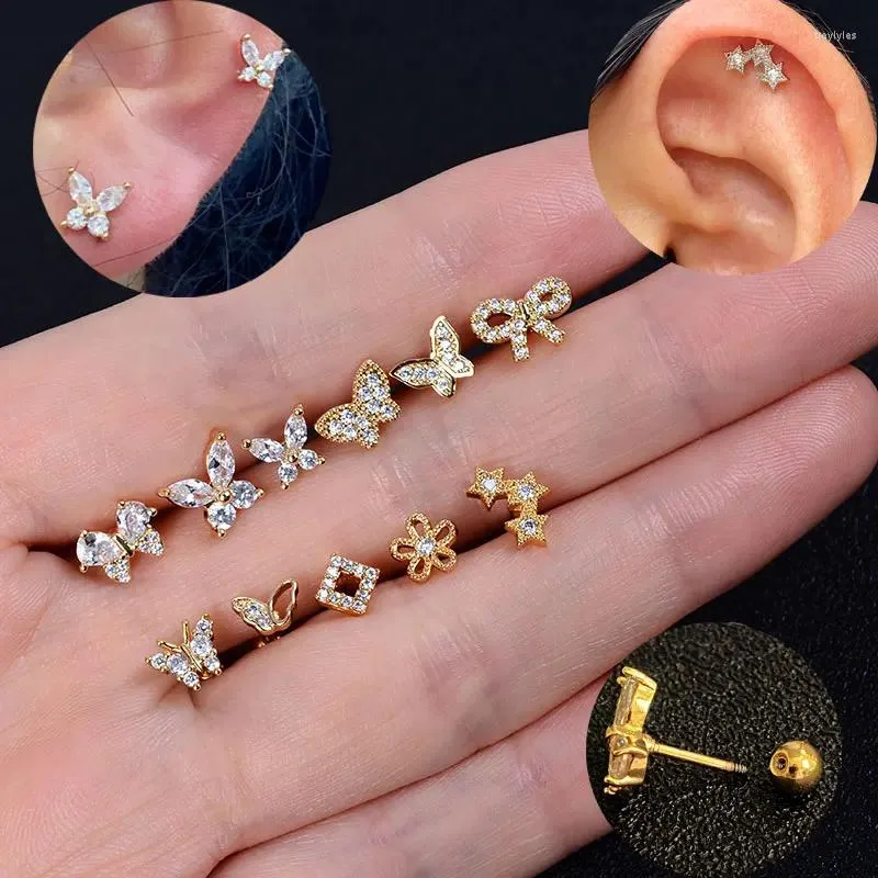 Stud Earrings 1pcs Fashion Elegant Crystal Butterfly Studs For Women Piercing Cartilage Cute Statement Korean Jewelry Gifts