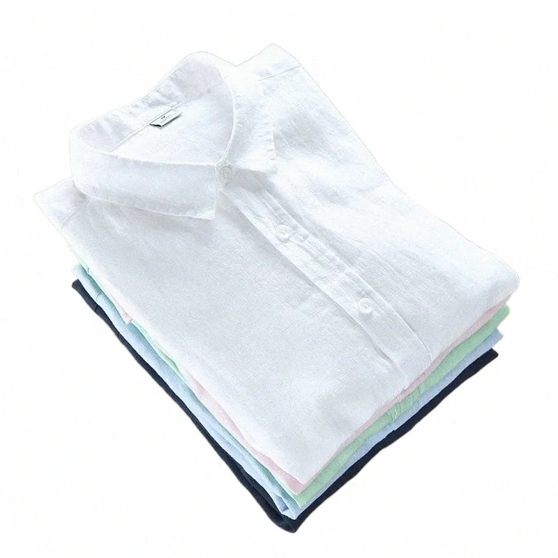 Projektant Nowy Trend LG Casual Trend Pure Linen Brand koszule dla mężczyzn Fi Wygodne ubrania Camisas de hombre chemise y7rb#
