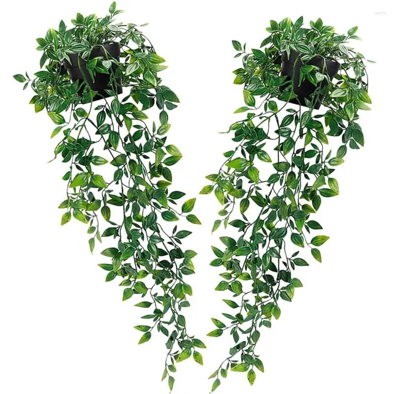装飾的な花2 PCSシミュレーションマンダラ吊り植物ポットポット装飾緑の植物プラスチック偽のプランターで人工装飾