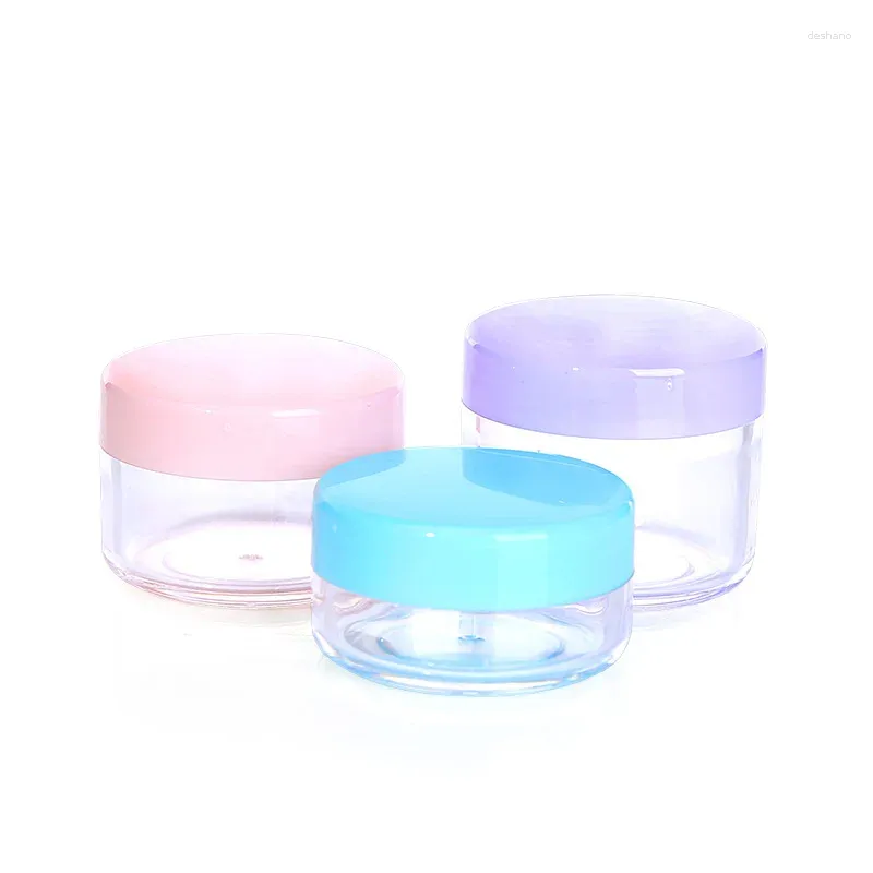 Bouteilles de rangement 1pcs voyage rond en plastique cosmétique bot de maquillage nail art art contenant un échantillon de lotion de lotion