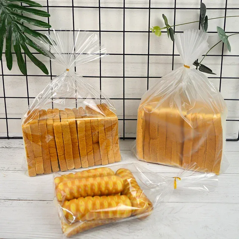 2024 Transparent Plastic Bags Candy Lollipop Cookie Packaging Bag with Sealing Twist Ties Snowflake Sticker Party Toast Bread Bag