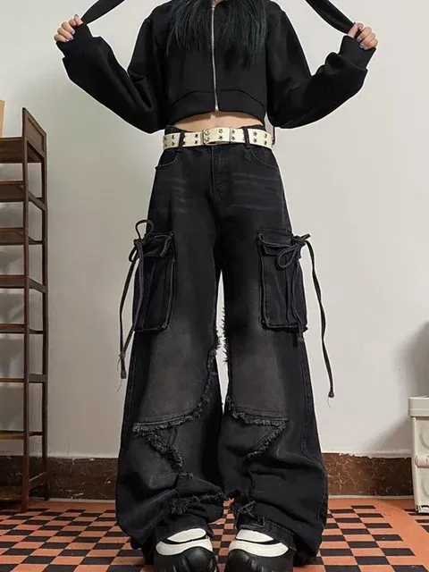 【BINARY01】★Star Cargo wide denim Pants 25SS 韓国発★ DHgate.com:Baggy Denim Jeans 2023 Streetwear for Women, High