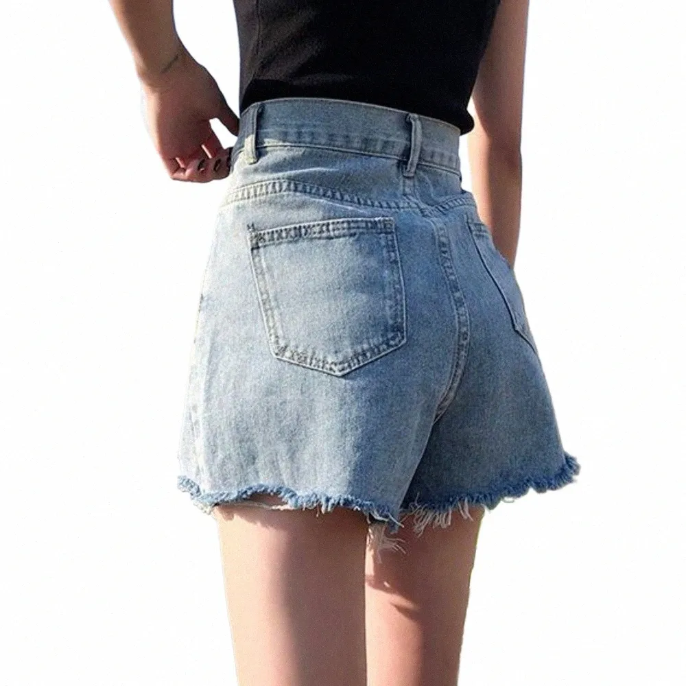 Feynzz Fi Neue Sommer Frauen Hohe Taille Butt Wigh Bein Jeans Shorts Casual Weibliche Lose Fit Blau Denim Shorts y7Wg #